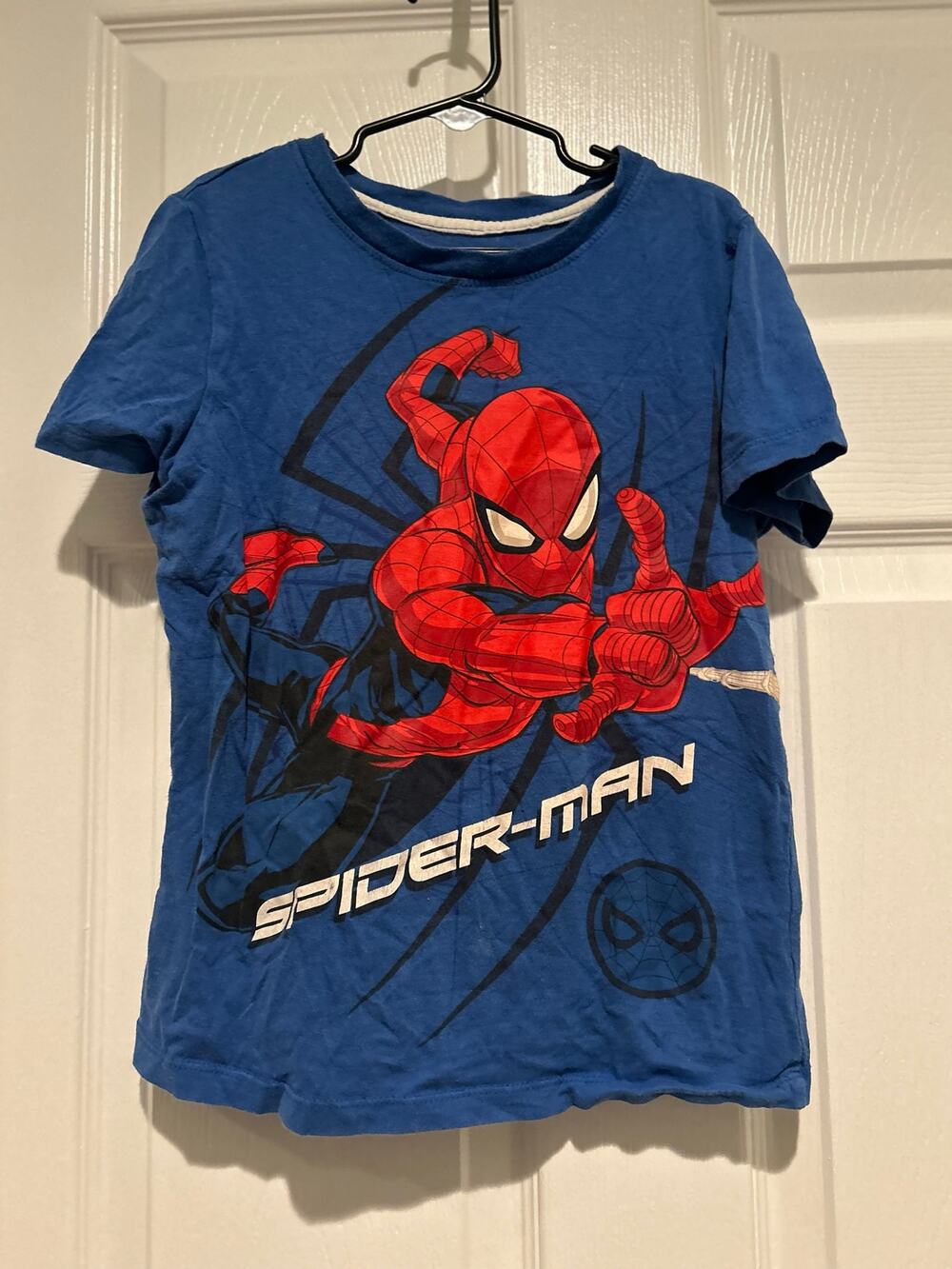 Marvel Boys Spider-Man Graphic Tee Blue Shirt Size Medium M 8 Superhero Kids